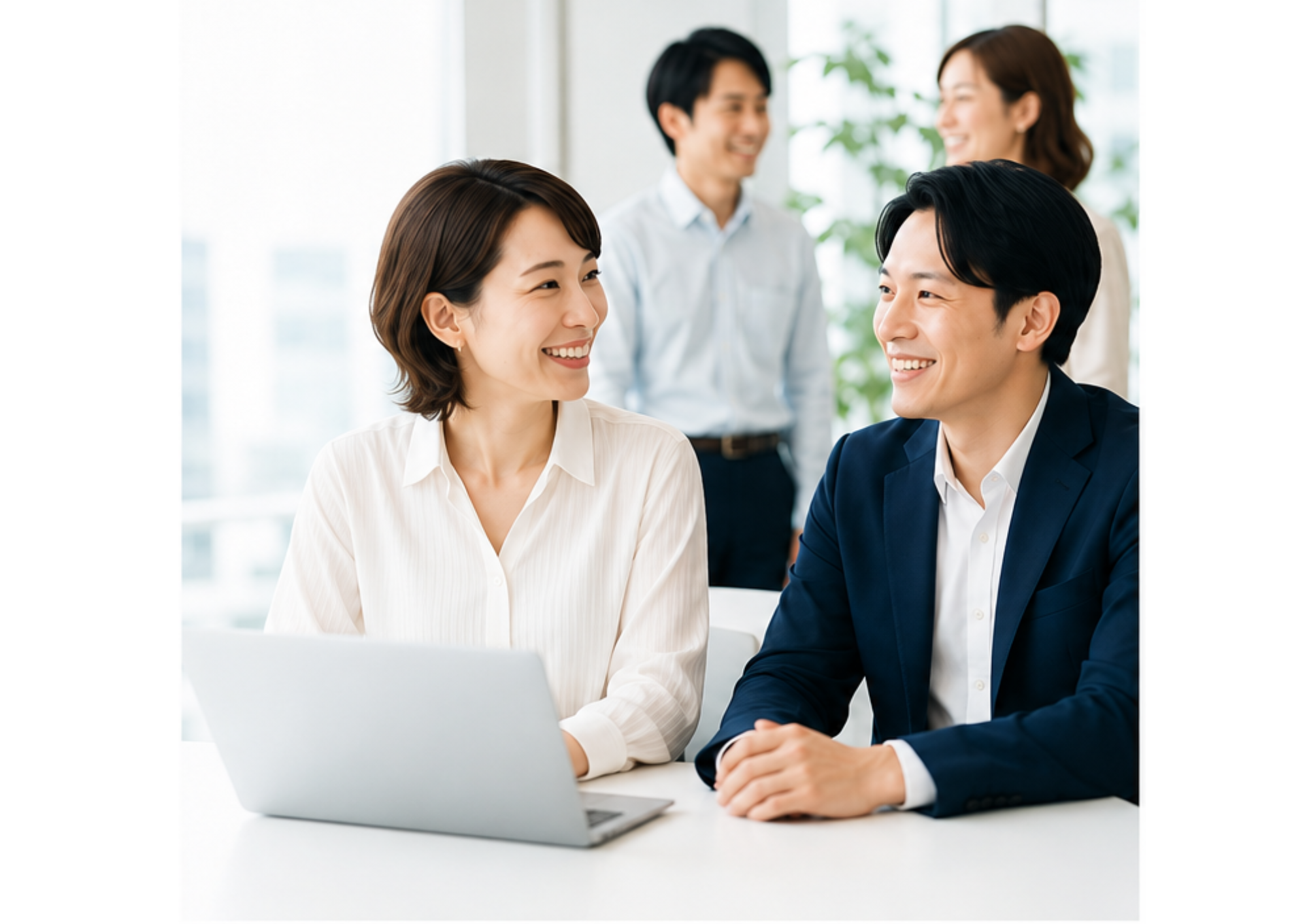職場で話す社員たち